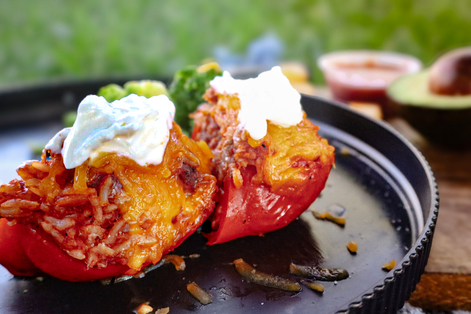 Creamy Beef & Marinara Stuffed Peppers