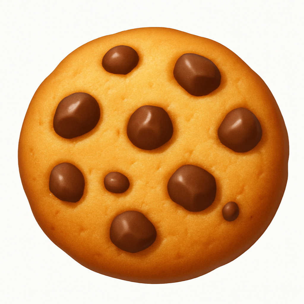 Cookie with chocolate chips on a white background