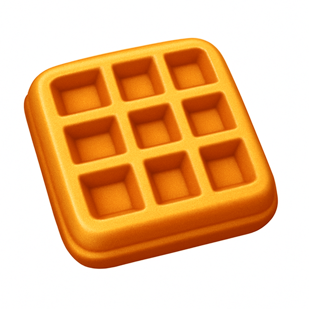 breakfast waffle icon in the style of apple emojis with a white background