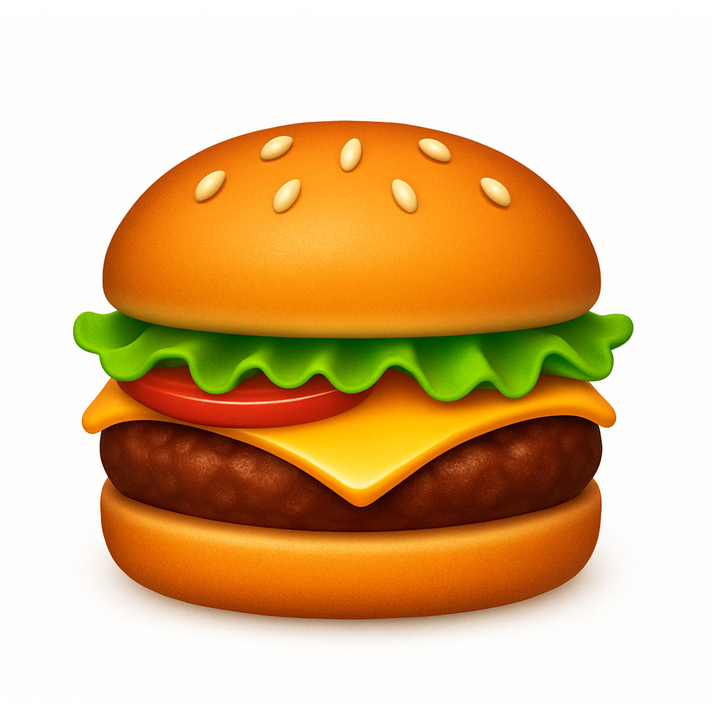 burger icon in the style of apple emojis with a white background