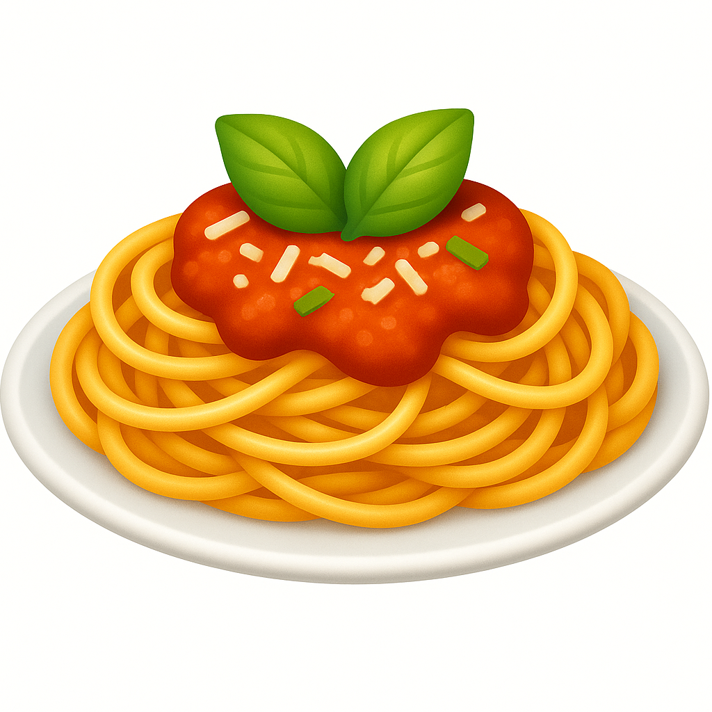 spaghetti icon in the style of apple emojis with a white background