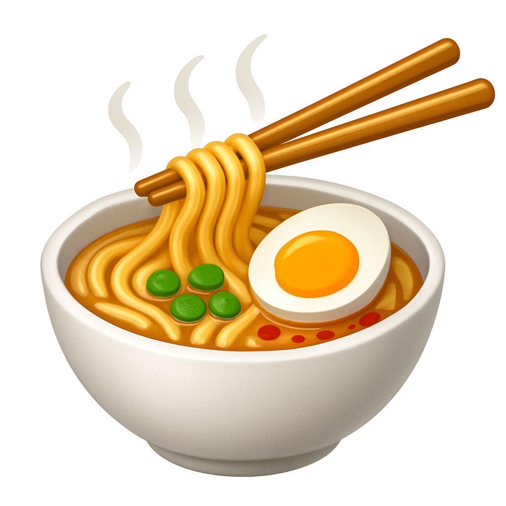 square aspect ratio asian food icon in the style of apple emojis with a white background